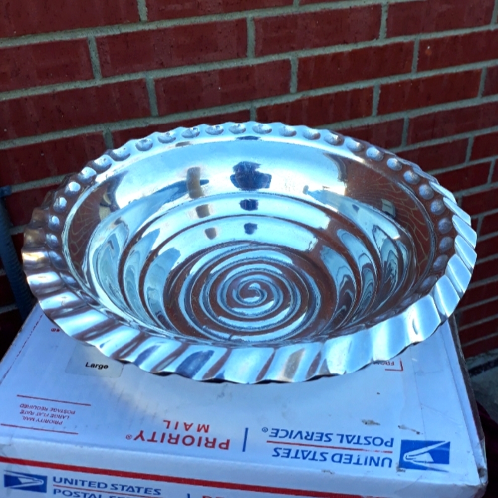 Old Town Imports Metal Serving Bowl 12.5"